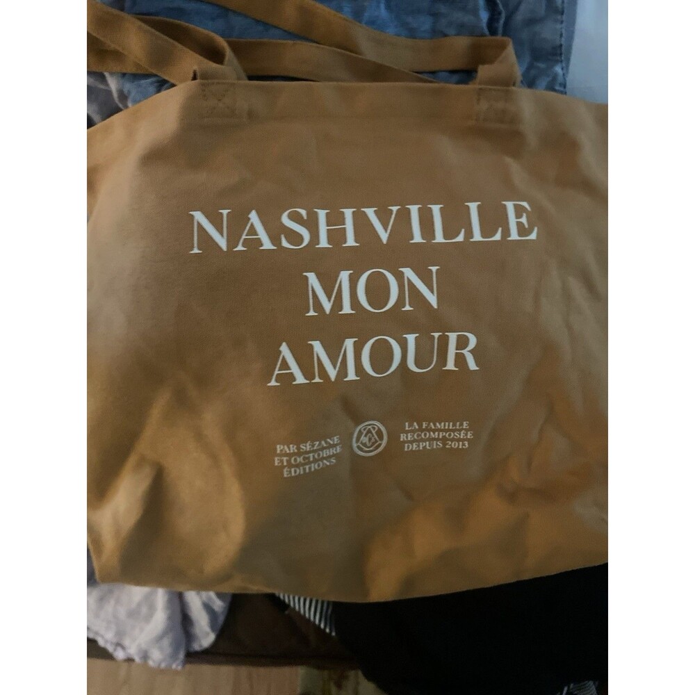 Sezane Nashville Mom Amour Large Canvas Tote Orange 100% Cotton